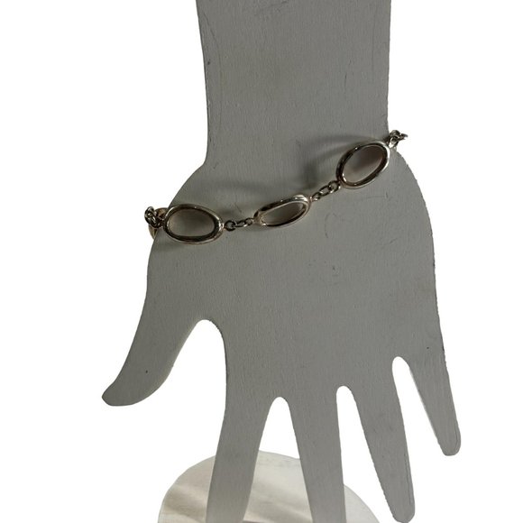 Sterling Silver 925 Oval Loop Chain Bracelet 8.5" Long - Picture 7 of 8